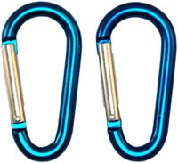 One Pair Round Alloy Carabiners Standard Blue