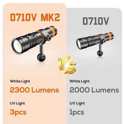 OrcaTorch D710V MK2 Diving Flashlight for Underwater Photography